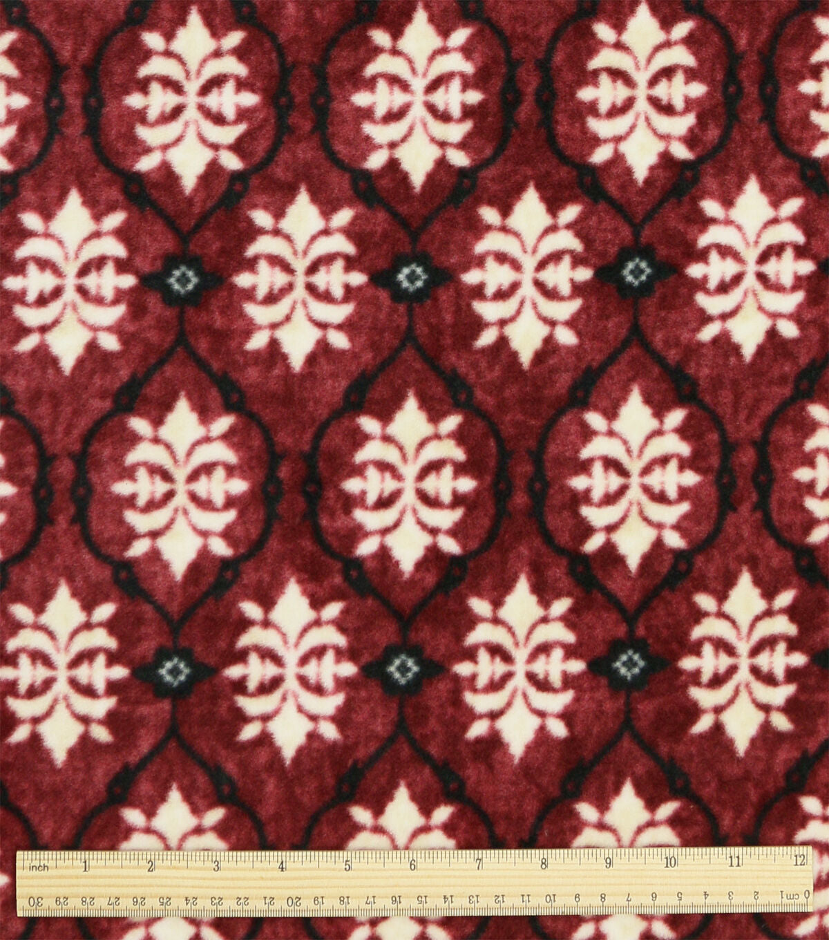 Red Geometric Floral Luxe Fleece Fabric