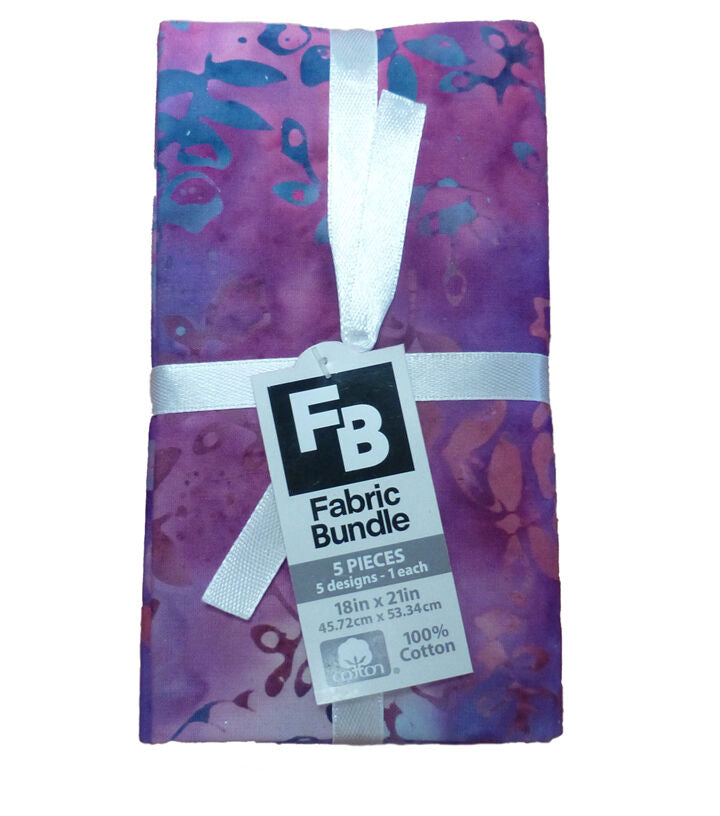 Purple Batik 18x21 Cotton Fabric Quarter Bundle