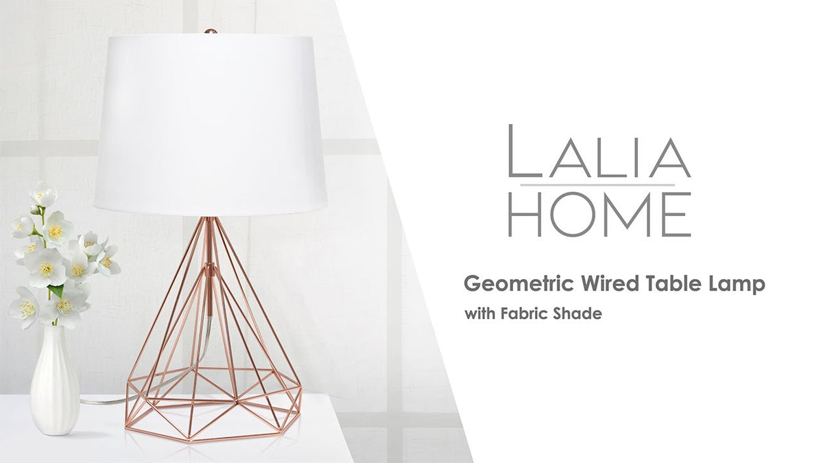 All The Rages 60 Geometric Black Wired Lamp With Fabric Shade