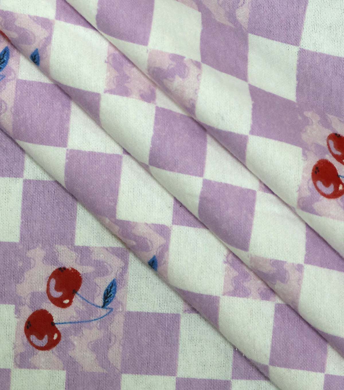 Red Cherries Checkered Super Snuggle Flannel Fabric