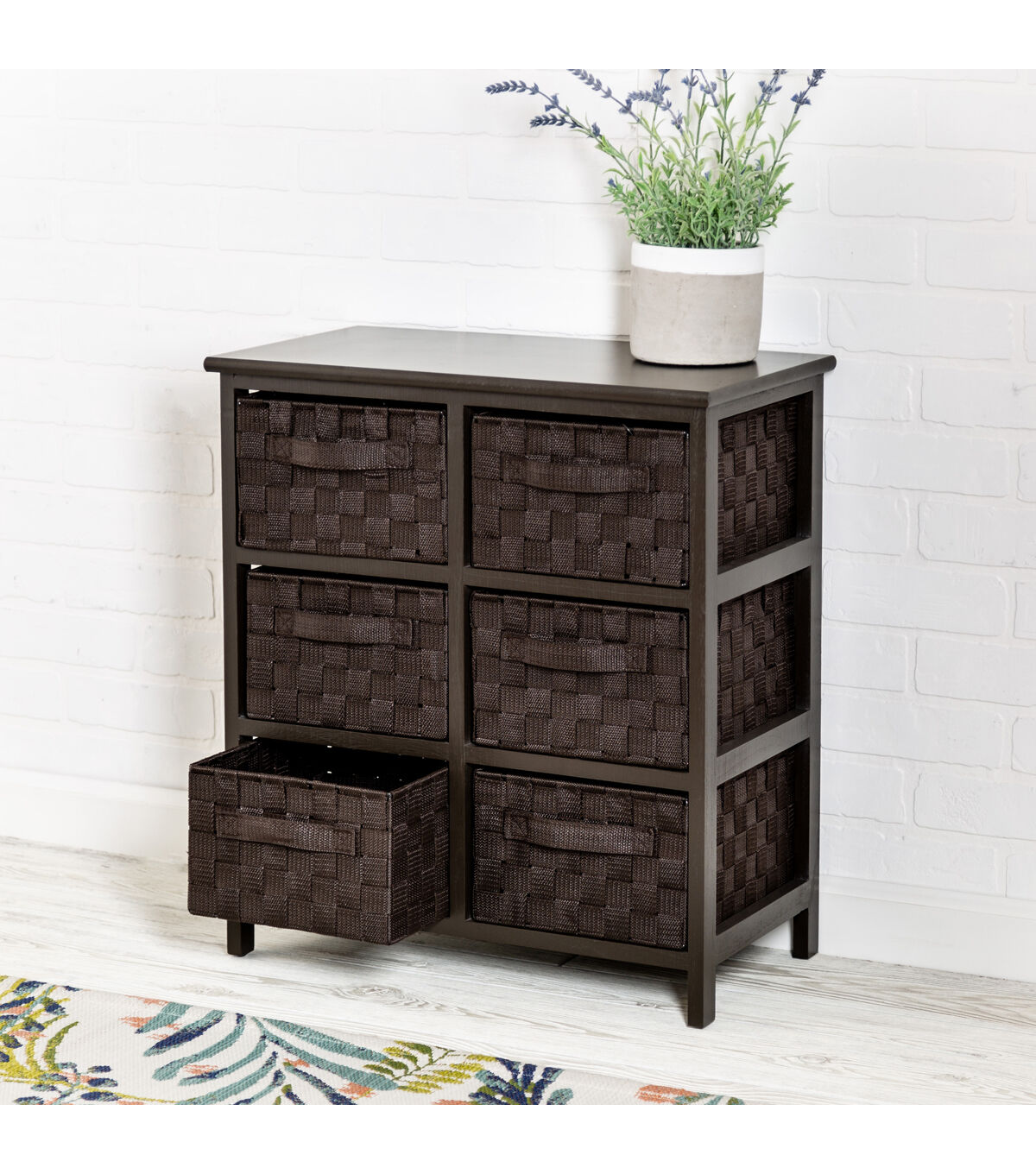 Honey Can Do 21.5 x 24.5 Espresso Woven 6 Drawer Storage Chest