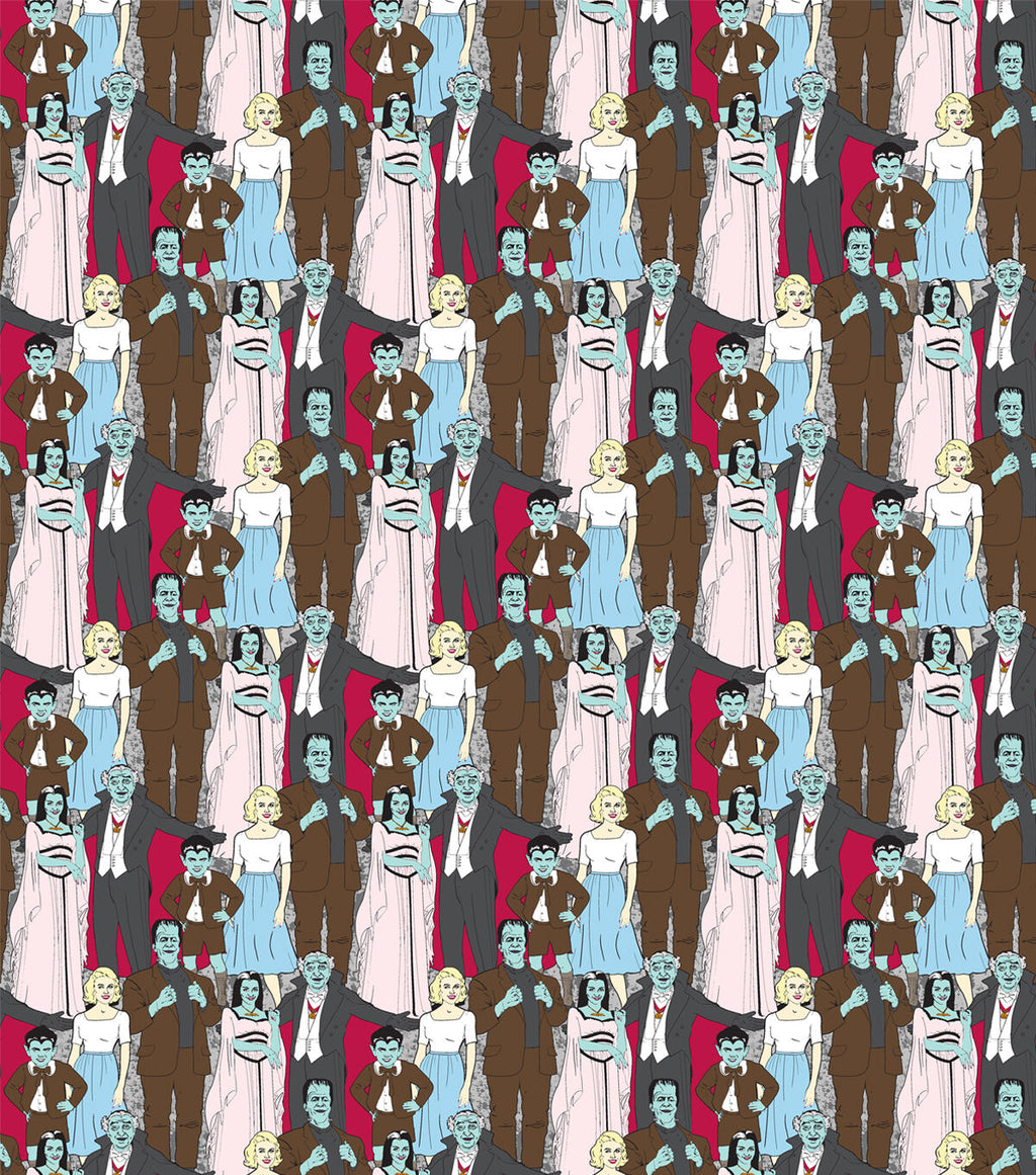 Munsters Cast Packed Halloween Cotton Fabric