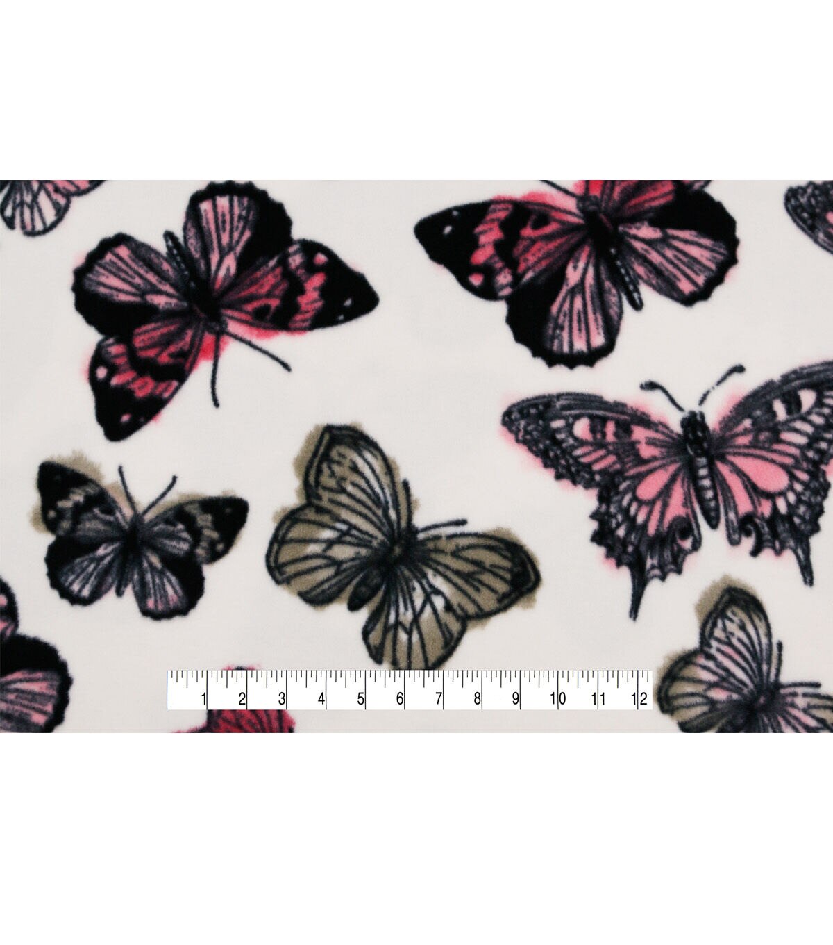 Watercolor Butterflies on White Anti Pill Fleece Fabric