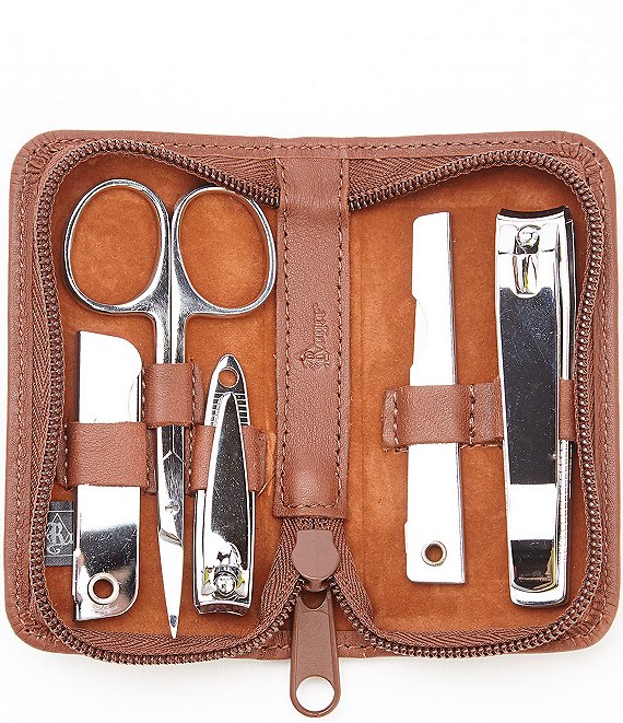 Leather Deluxe Chrome Plated Mini-Manicure Kit