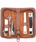 Leather Deluxe Chrome Plated Mini-Manicure Kit