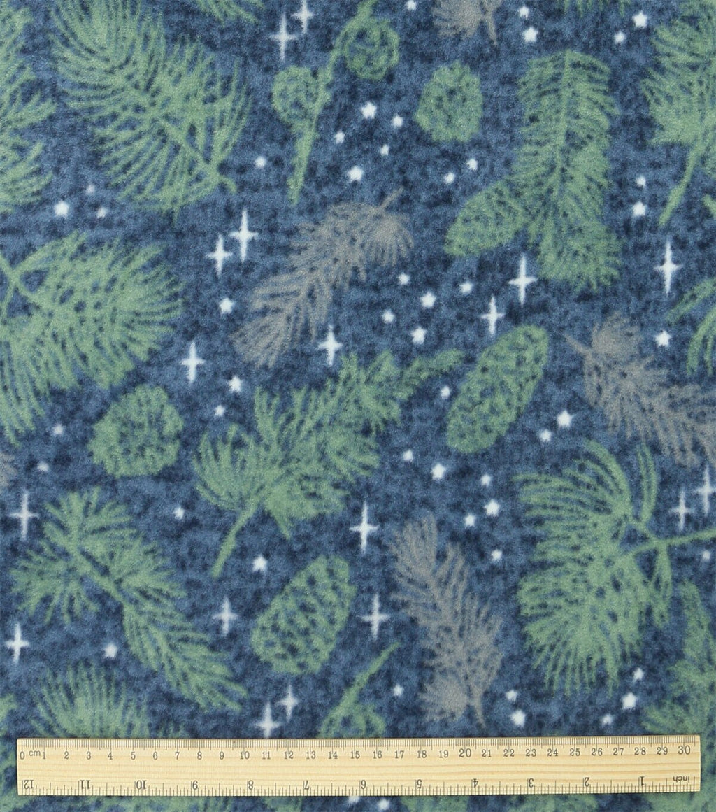 Blue Pinecone & Needles Luxe Fleece Fabric