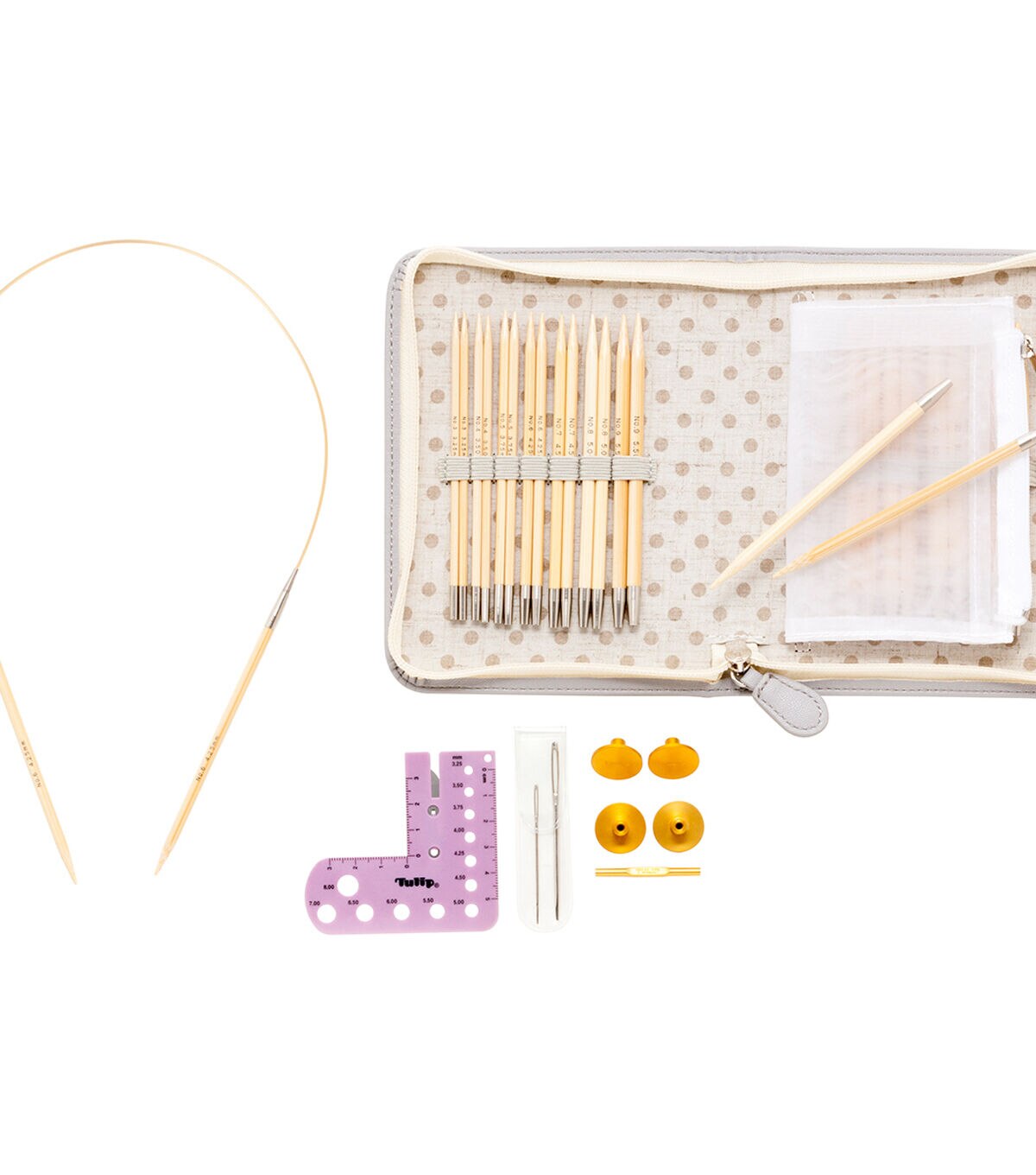Carry C Interchangeable Bamboo Knitting Needle Set