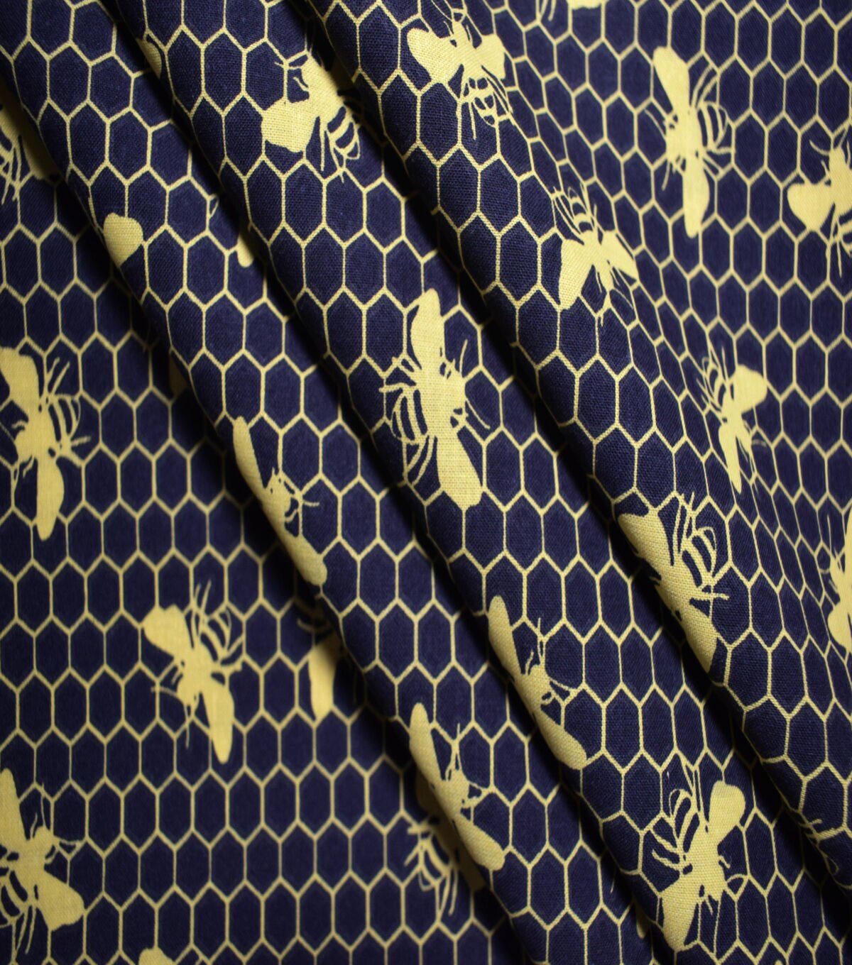 Bees on Black Honeycomb Quilt Cotton Fabric by Quilter's Showcase
