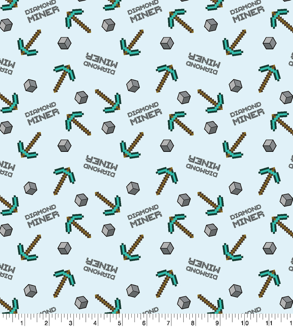 Minecraft Diamond Miner Cotton Fabric