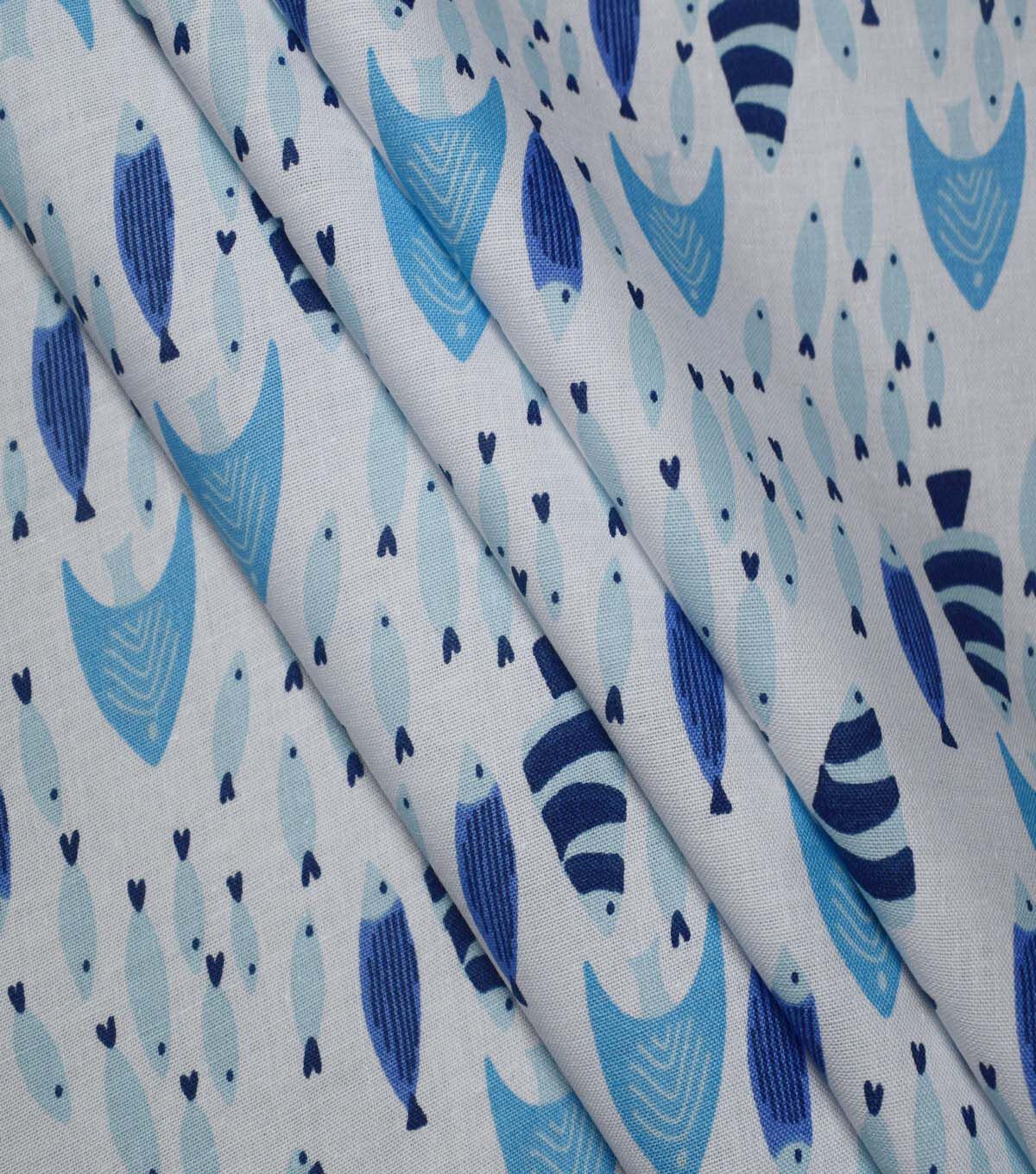 Underwater Fish on Blue Cotton Fabric by Quilter's Showcase