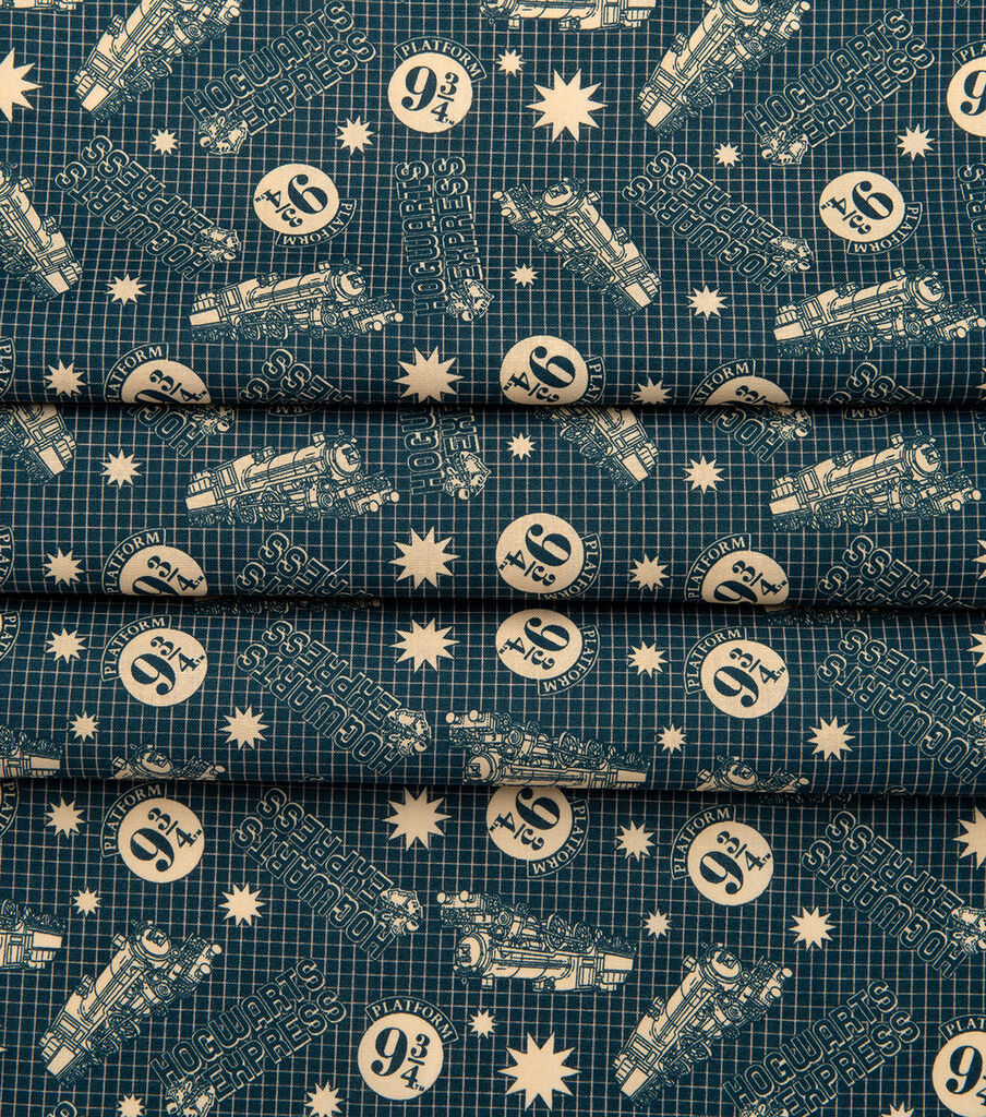 Harry Potter Hogwarts Train Grid Cotton Fabric