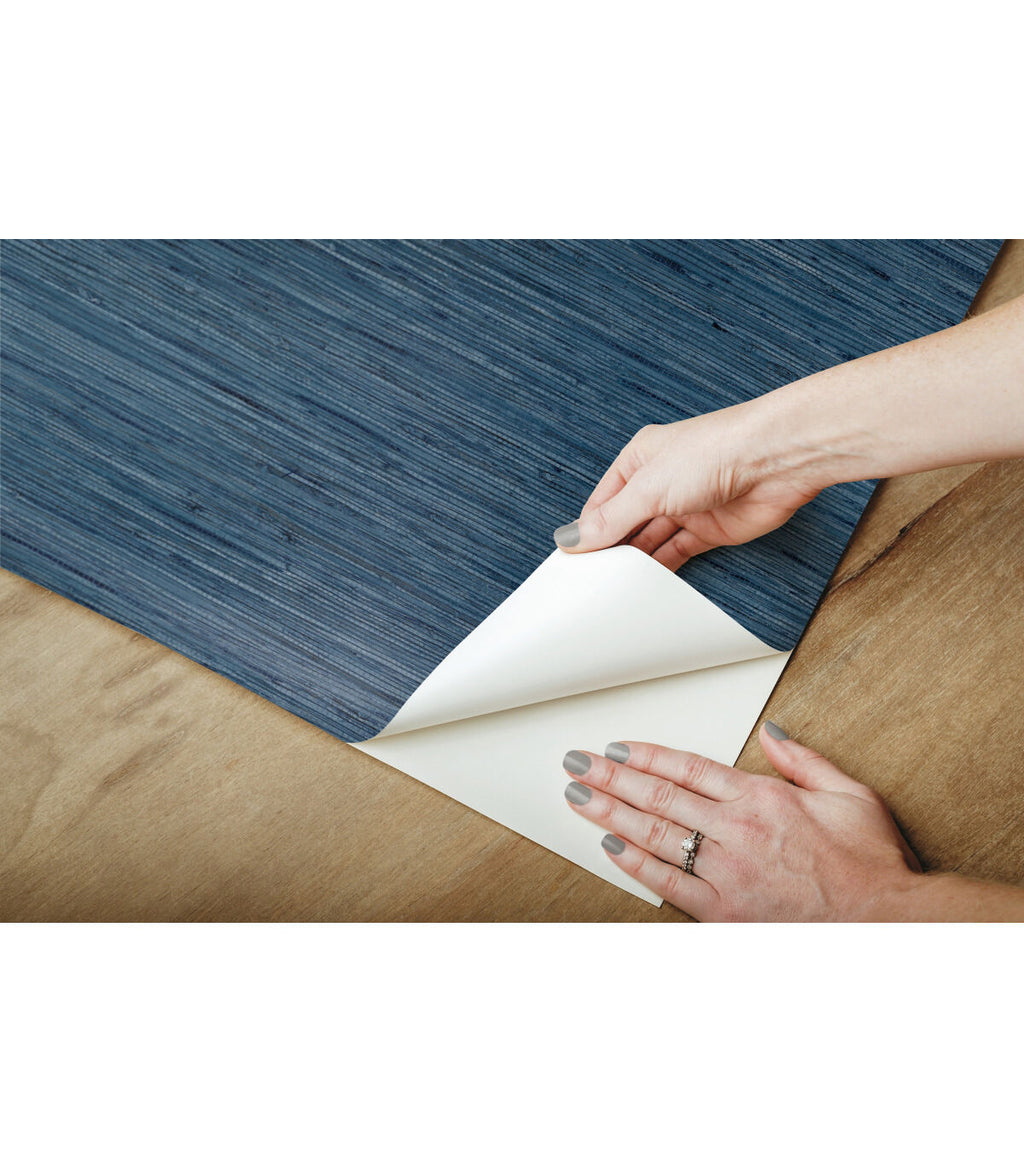 RoomMates Wallpaper Blue Grasscloth