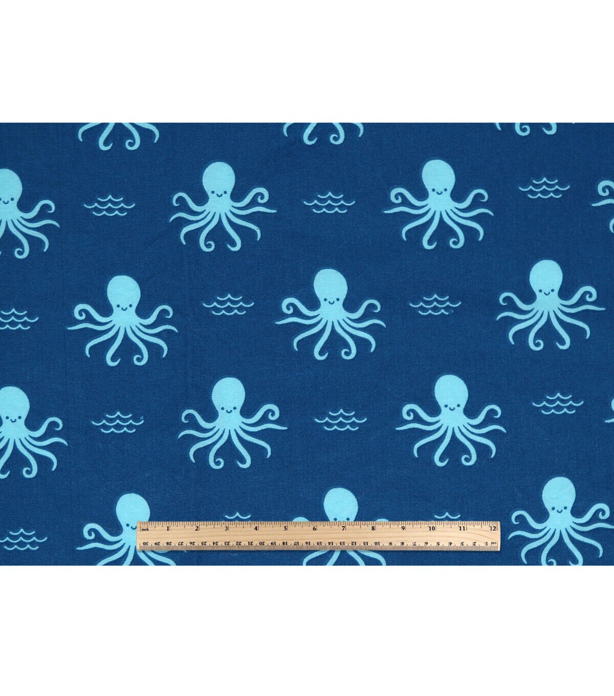 Blue Swimming Octopus Novelty Cotton Fabric by POP!