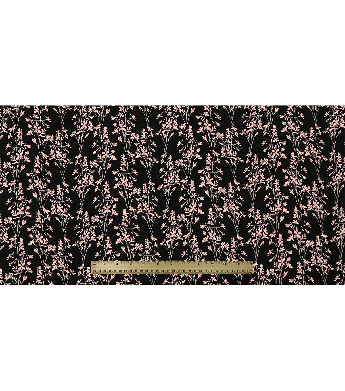 108 Black Floral Wide Flannel Fabric