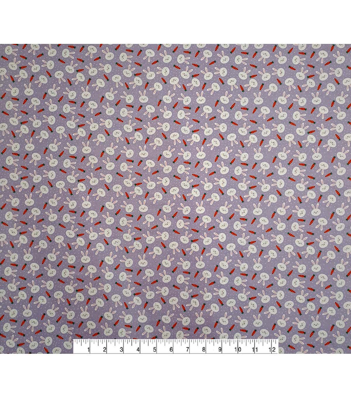 Bunnies & Carrots on Purple Super Snuggle Flannel Fabric by POP!