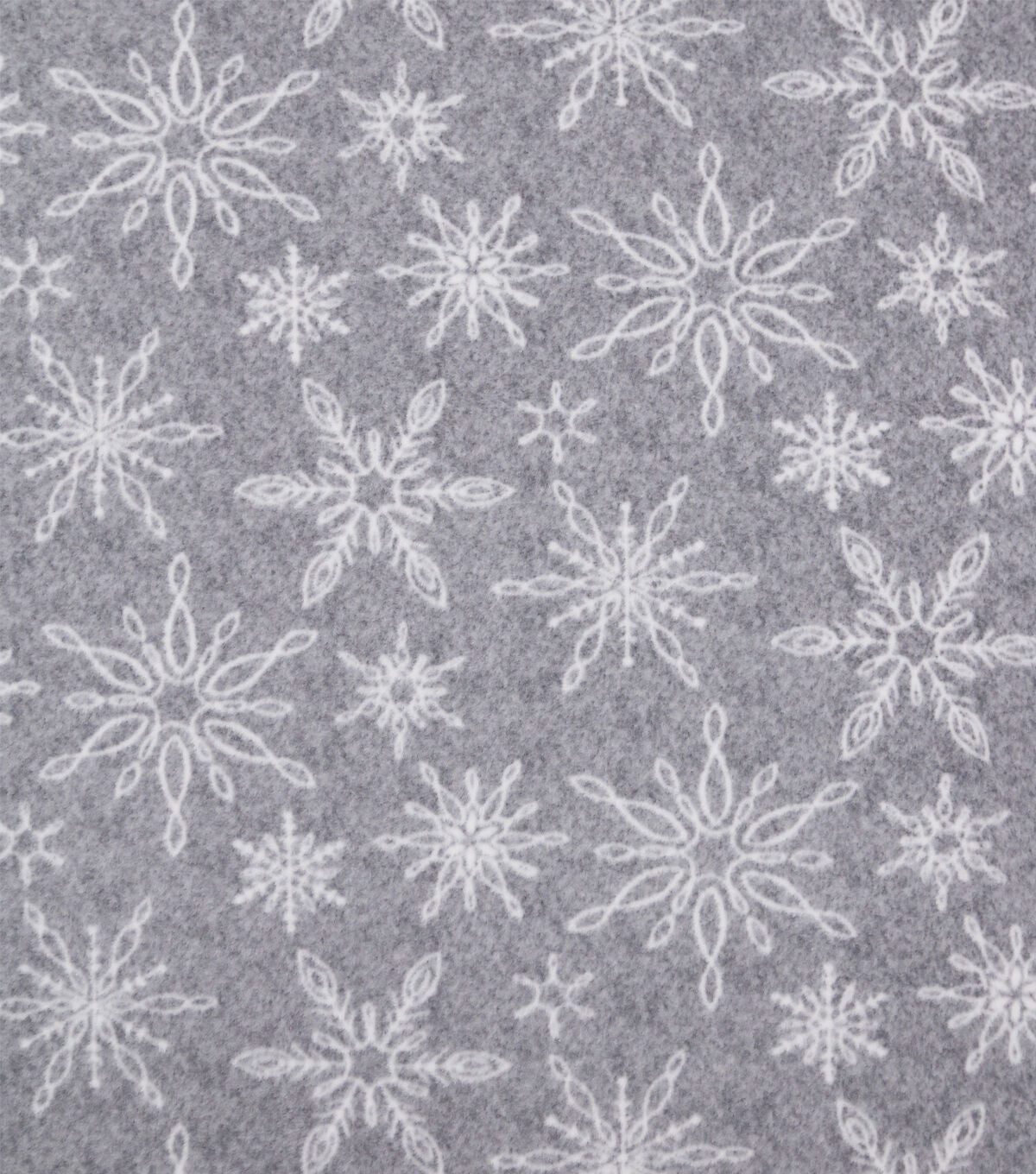 Snowflakes on Gray Anti Pill Fleece Fabric