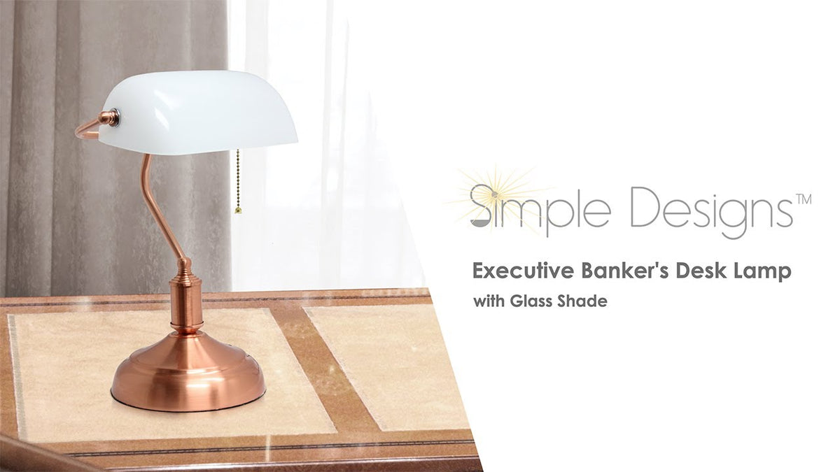 All The Rages Executive Banker's Desk Lamp with Glass Shade