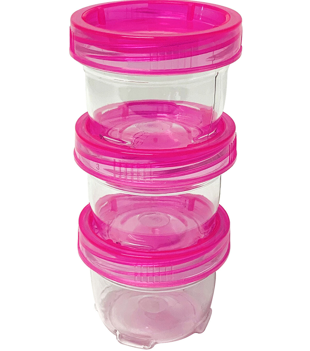 Everything Mary 2 x 1.5 Plastic Stackable Jars With Pink Lids 3pk