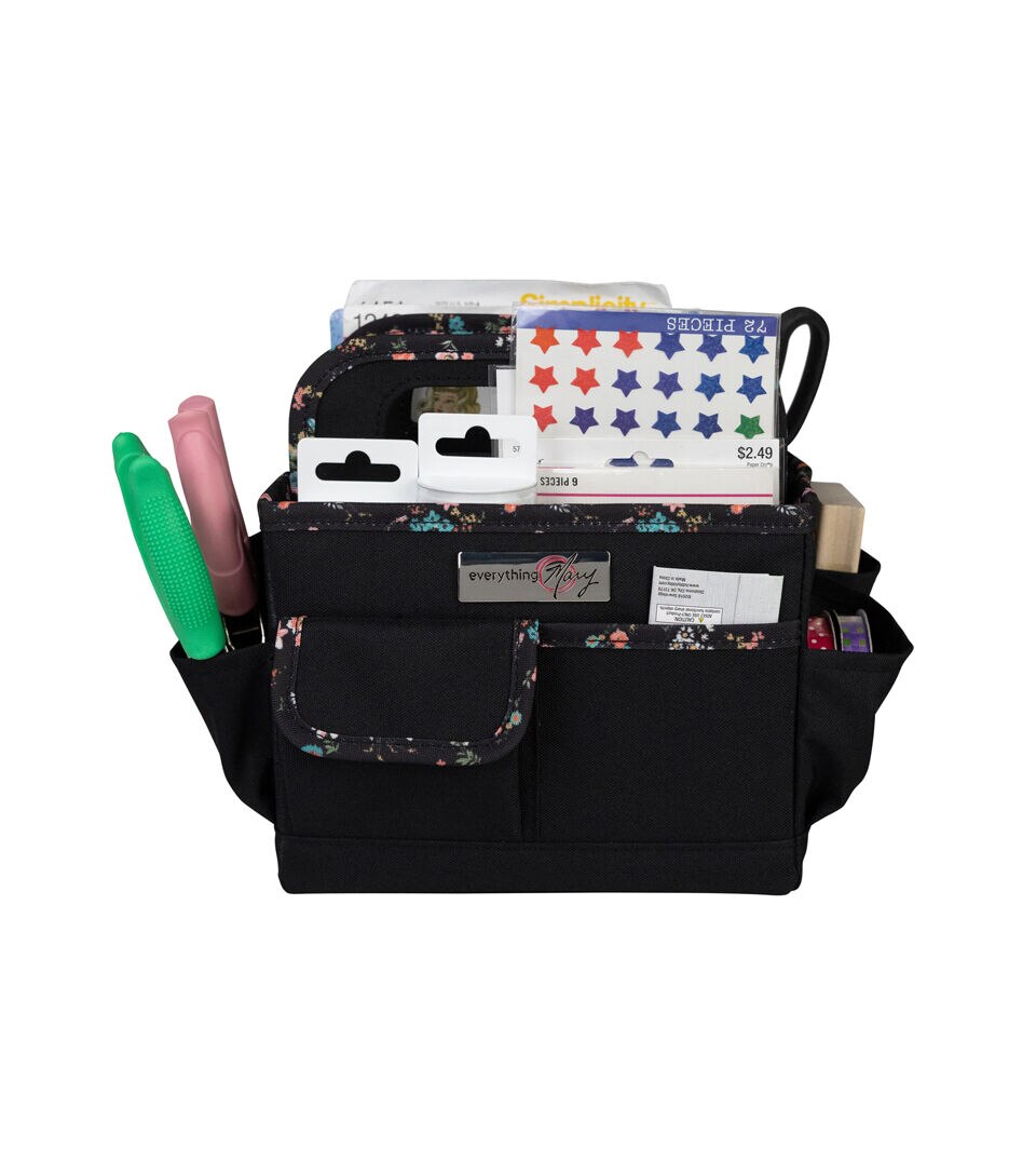 Everything Mary 9 Floral on Black Collapsible Craft Caddy