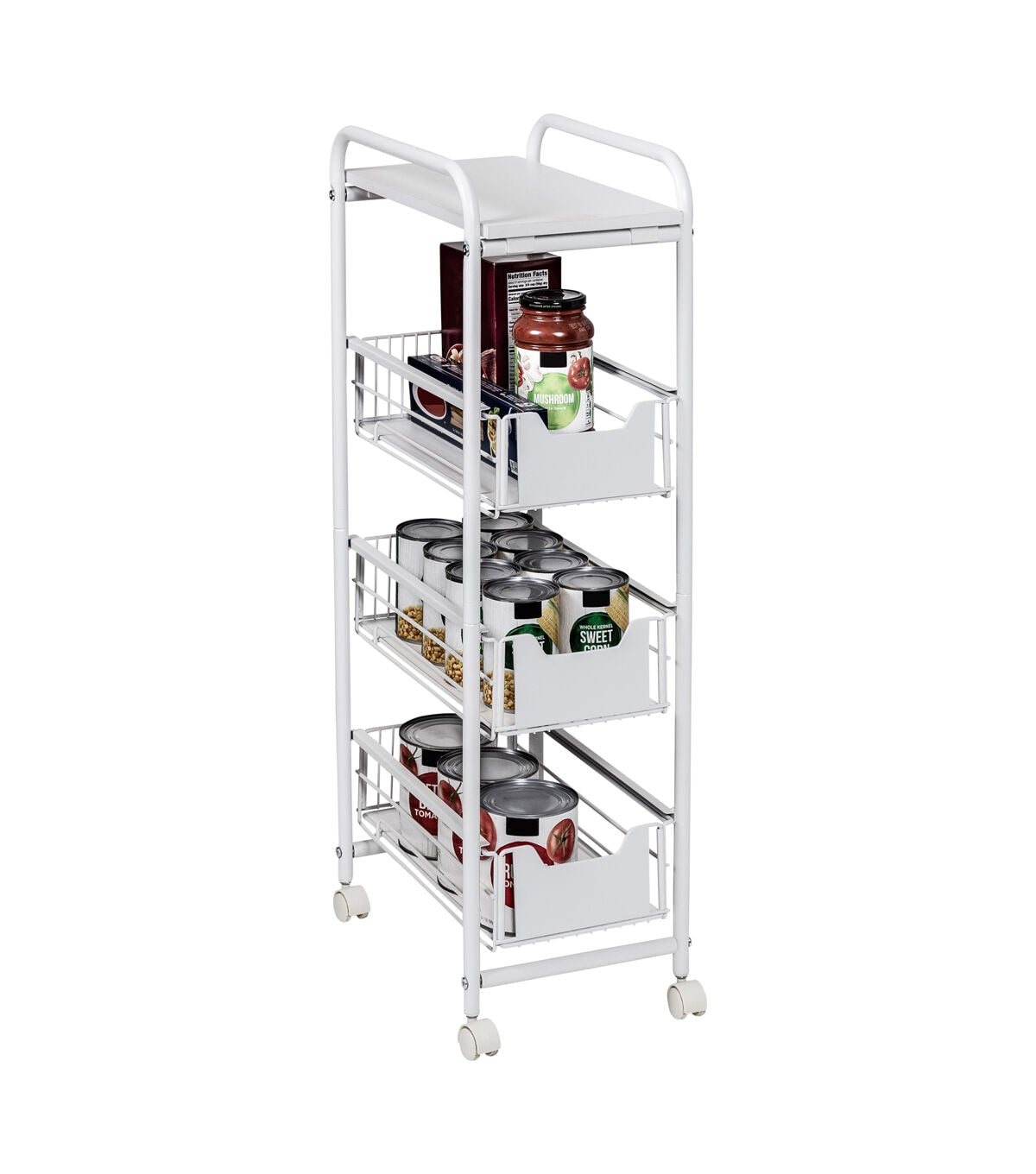Honey Can Do 15 x 33 White 4 Drawer Slim Rolling Cart