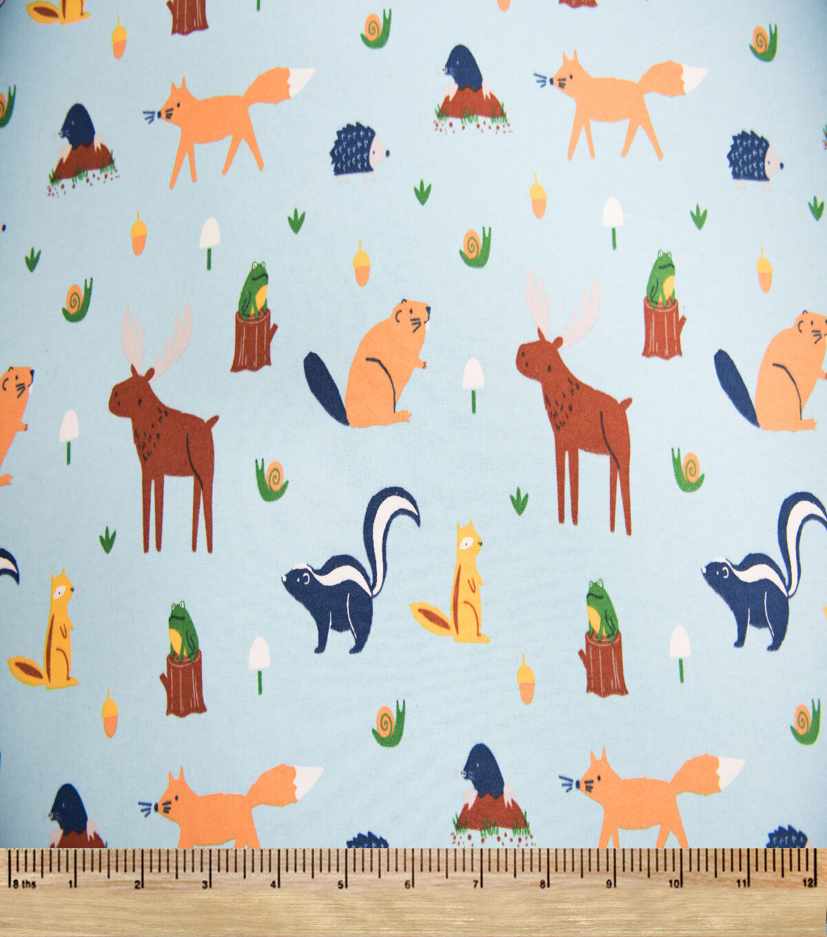 Light Blue Woodland Animals Super Snuggle Flannel Fabric By POP!
