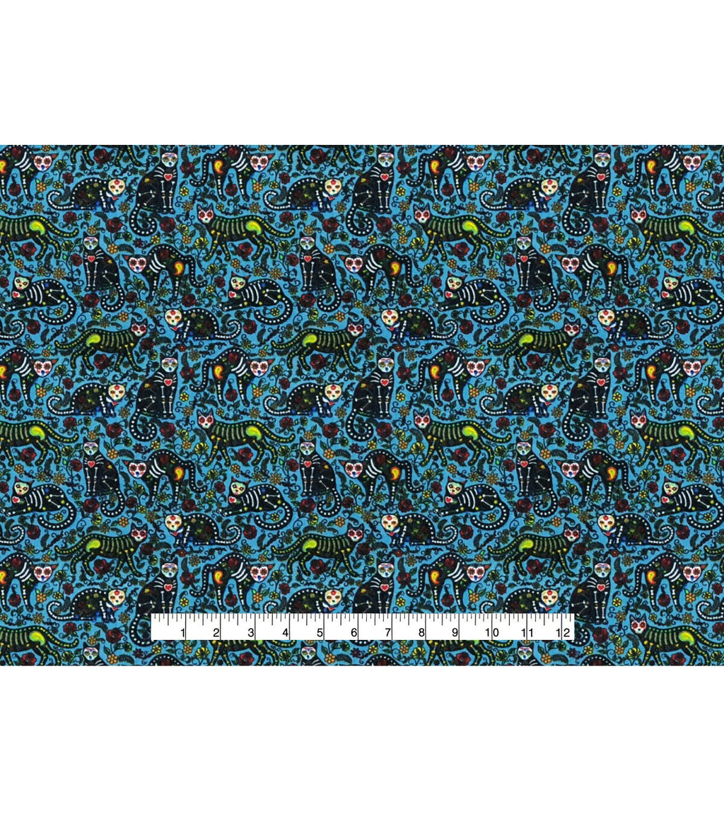 Skeleton Cat Super Snuggle Flannel Fabric