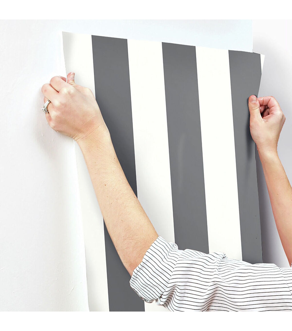 RoomMates Wallpaper Black Awning Stripe