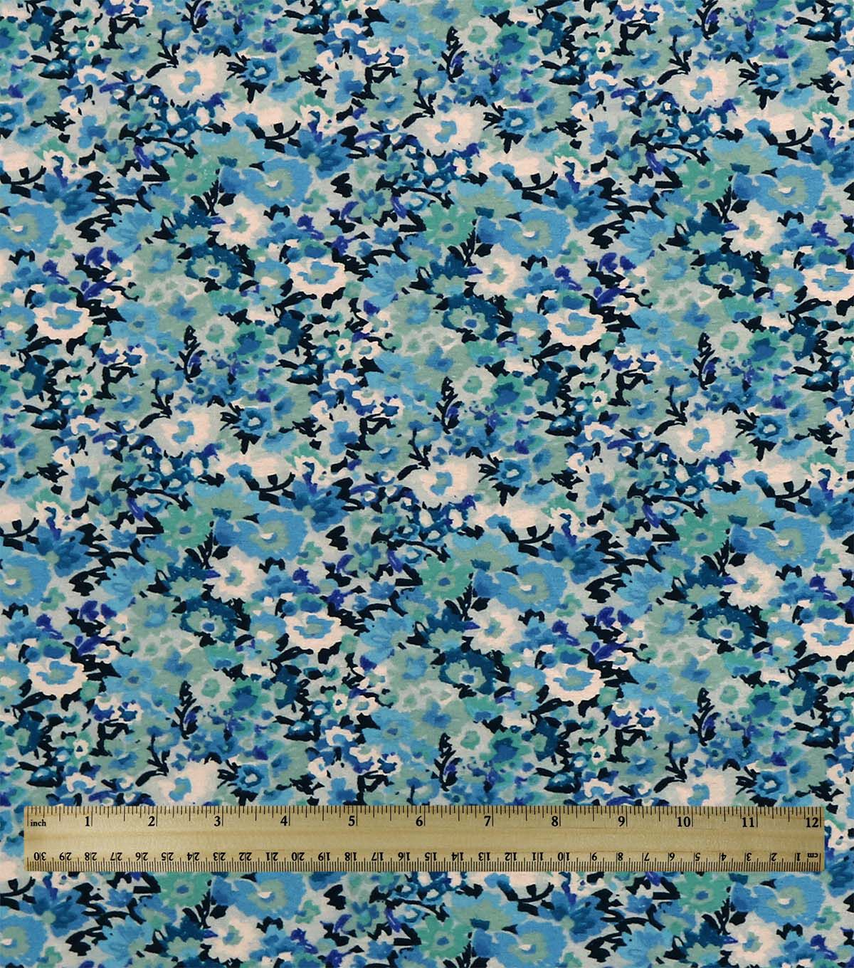 108 Blue Modern Floral Wide Flannel Fabric