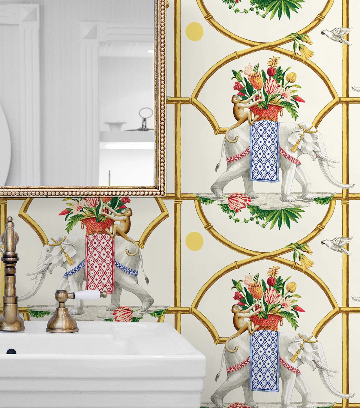 Harrison Howard 20.5' x 18' Ivory Chinoiserie Peel & Stick Wallpaper
