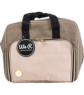 We R Memory Keepers Taupe & Pink Crafter's Shoulder Bag