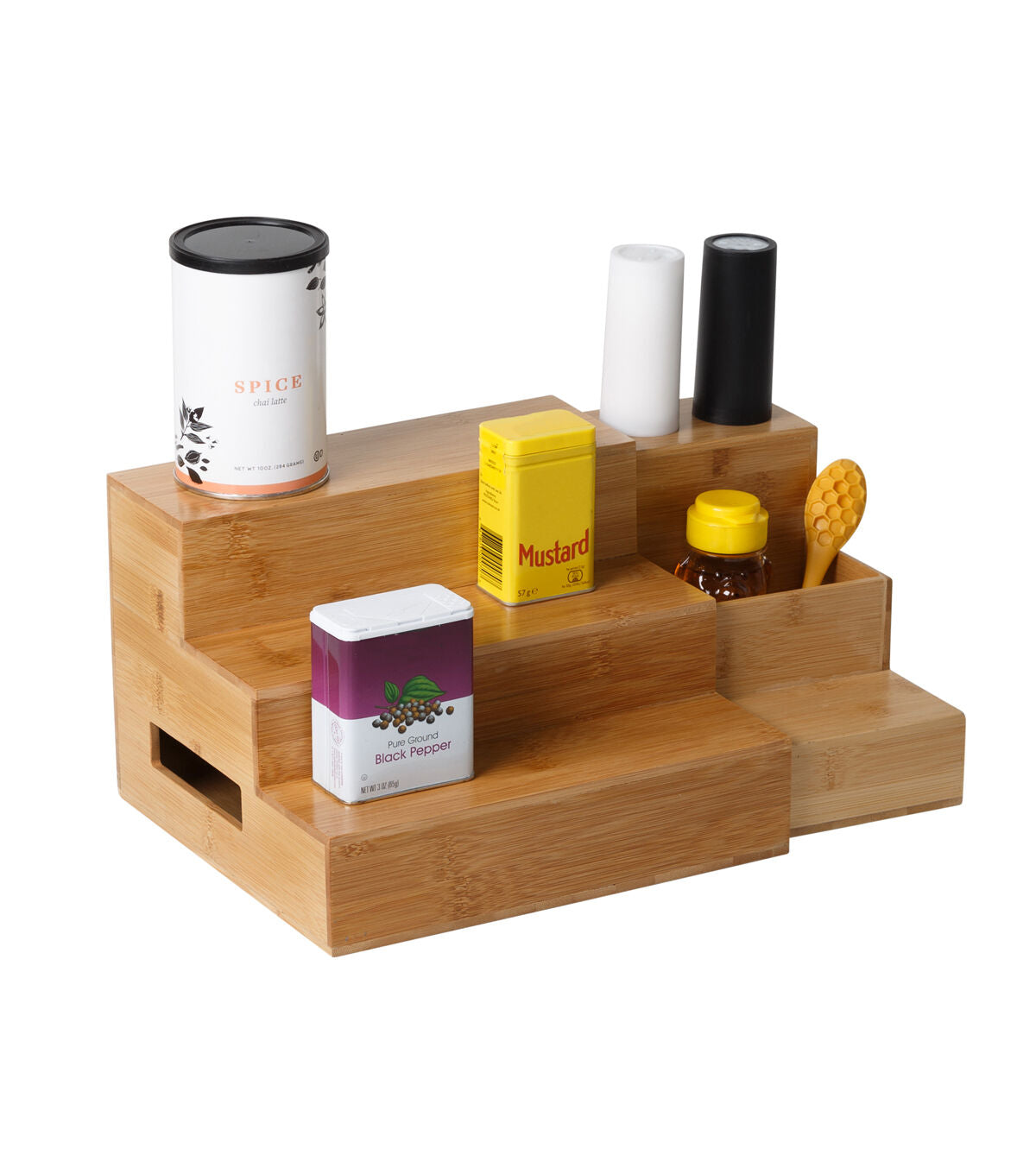 Honey Can Do 6 Natural Bamboo Expandable 3 Tier Spice Rack