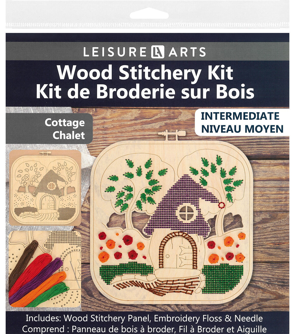 Leisure Arts 9 Cottage Wood Stitching Kit