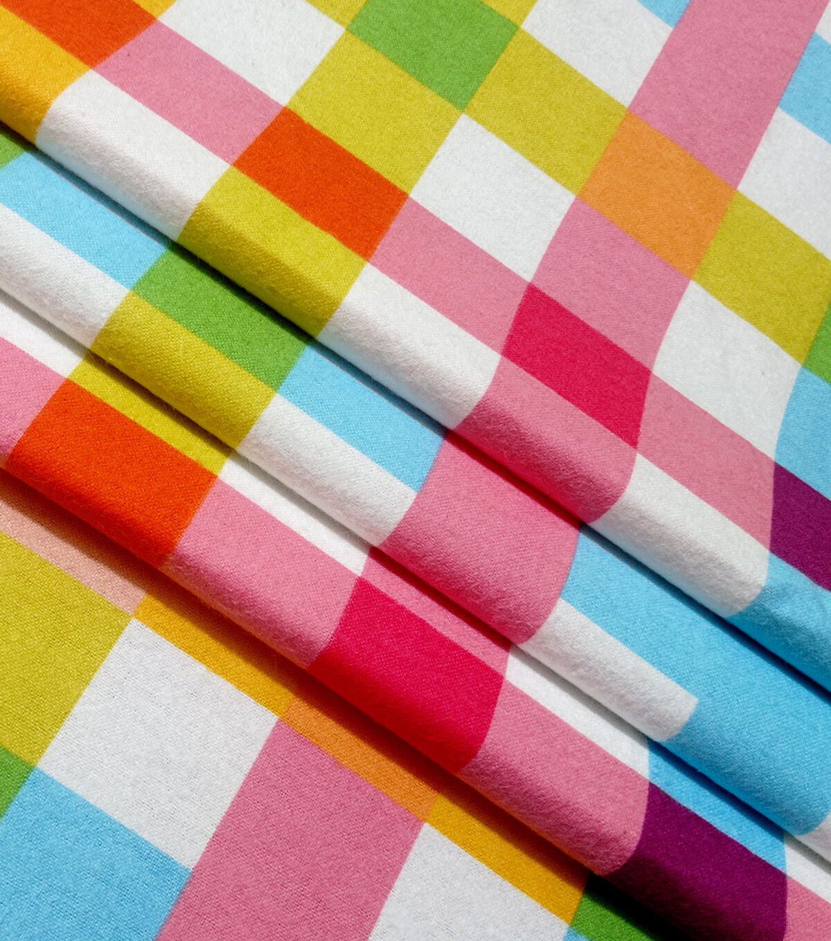 Multi Color Grid Super Snuggle Flannel Fabric By POP!