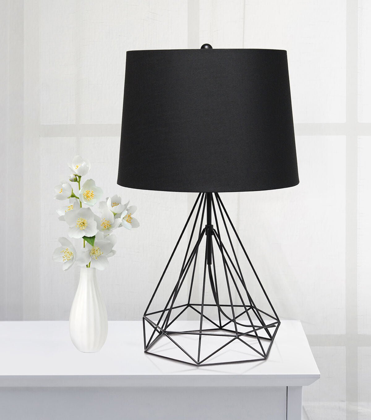 All The Rages 60 Geometric Black Wired Lamp With Fabric Shade