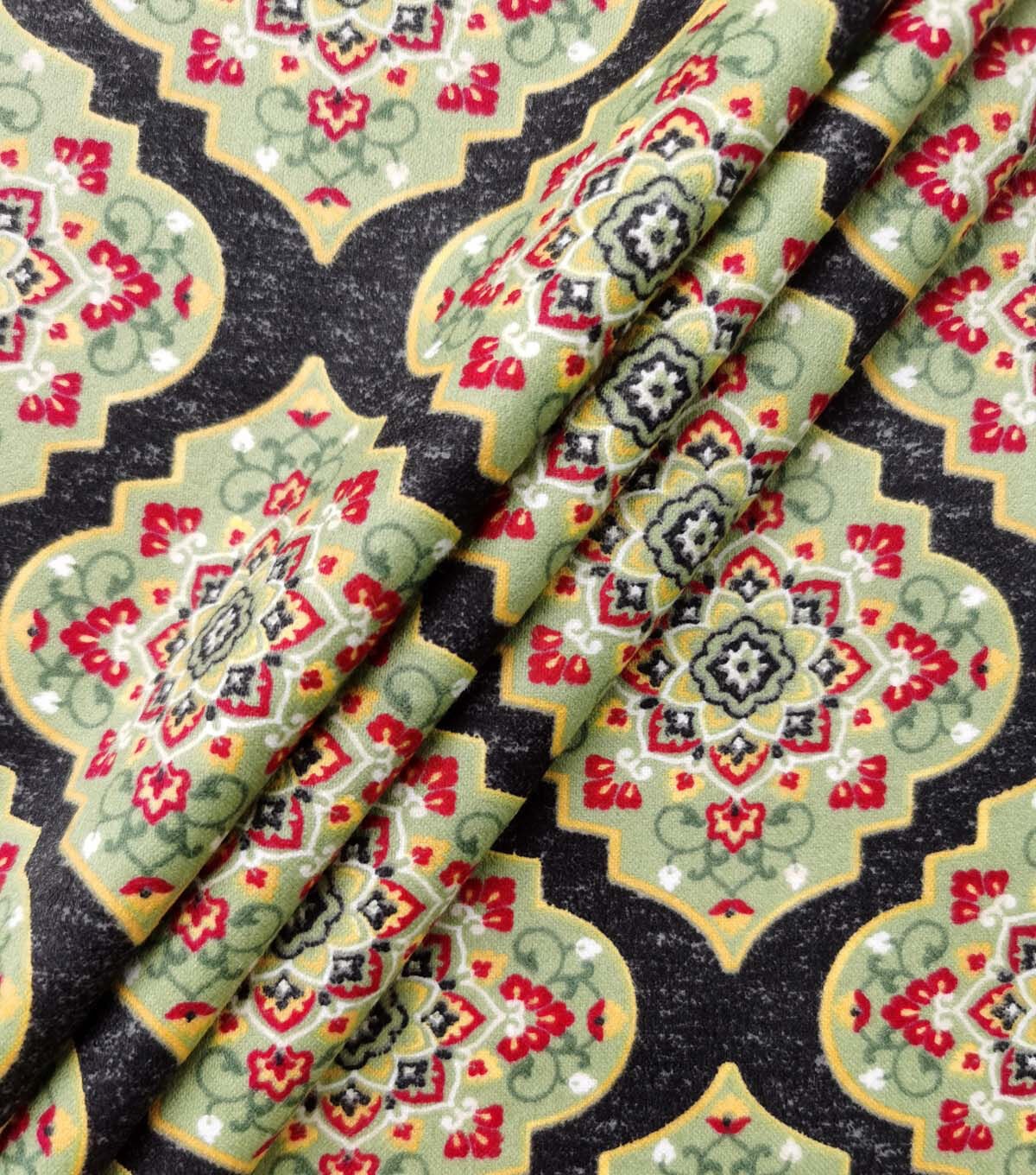 Multicolor Geometric Victorian Luxe Flannel Fabric