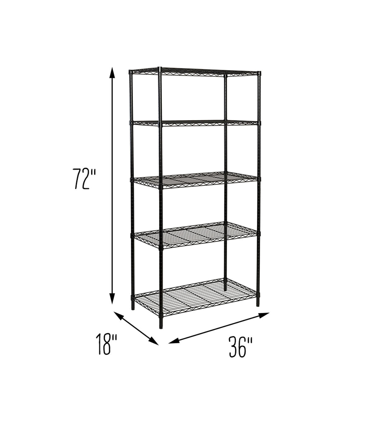 Honey Can Do 36 Black 5 Tier Shelving Shelf