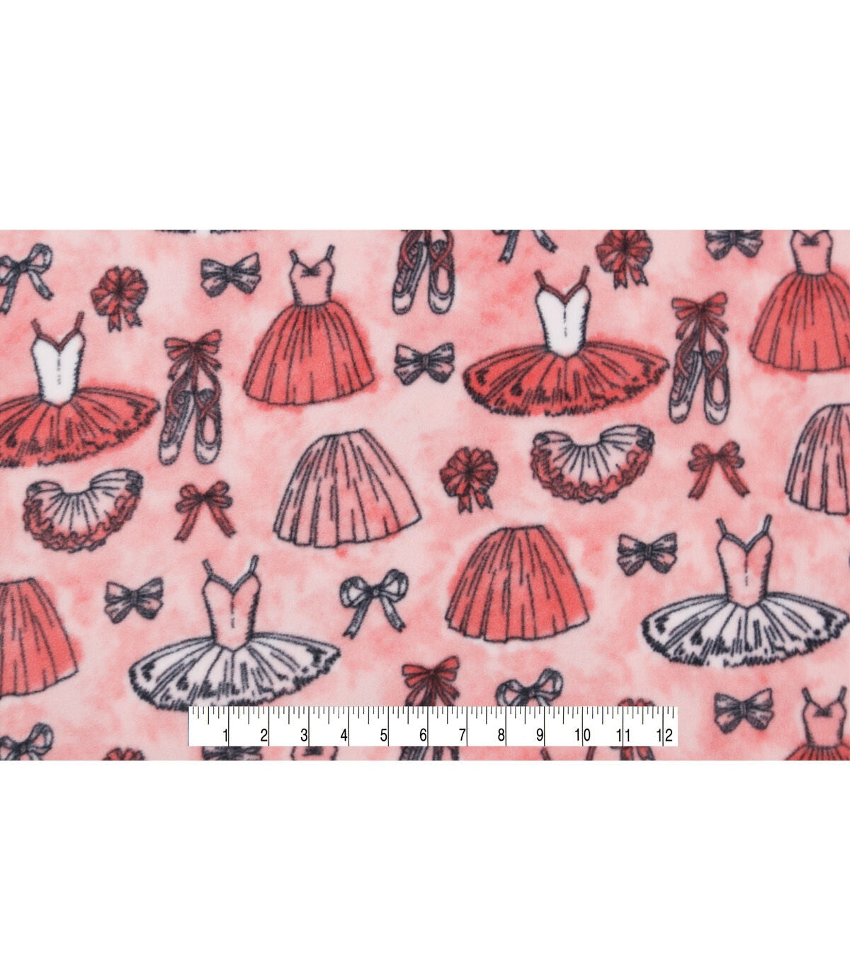 Ballerina Icons on Pink Anti Pill Fleece Fabric