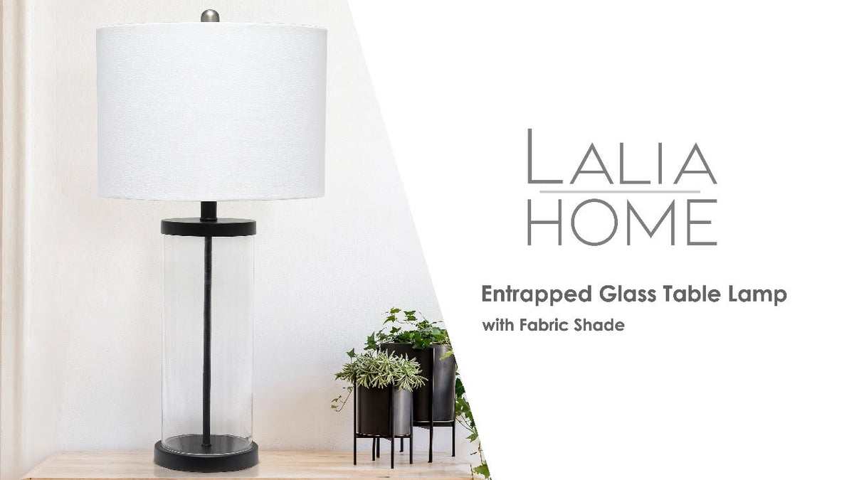 All The Rages 28 Black Entrapped Glass Table Lamp With Fabric Shade