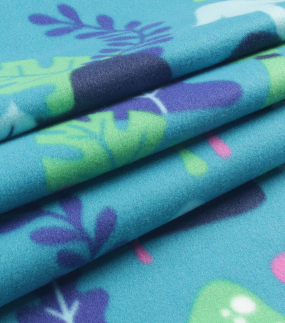 Fungi Forest on Blue Blizzard Fleece Fabric