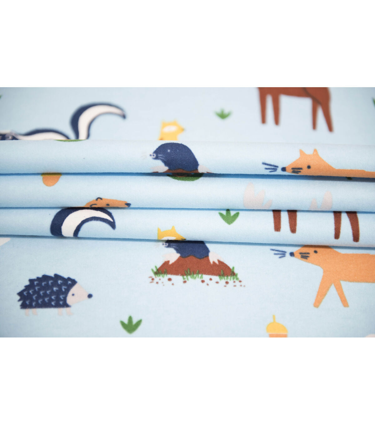 Light Blue Woodland Animals Super Snuggle Flannel Fabric By POP!
