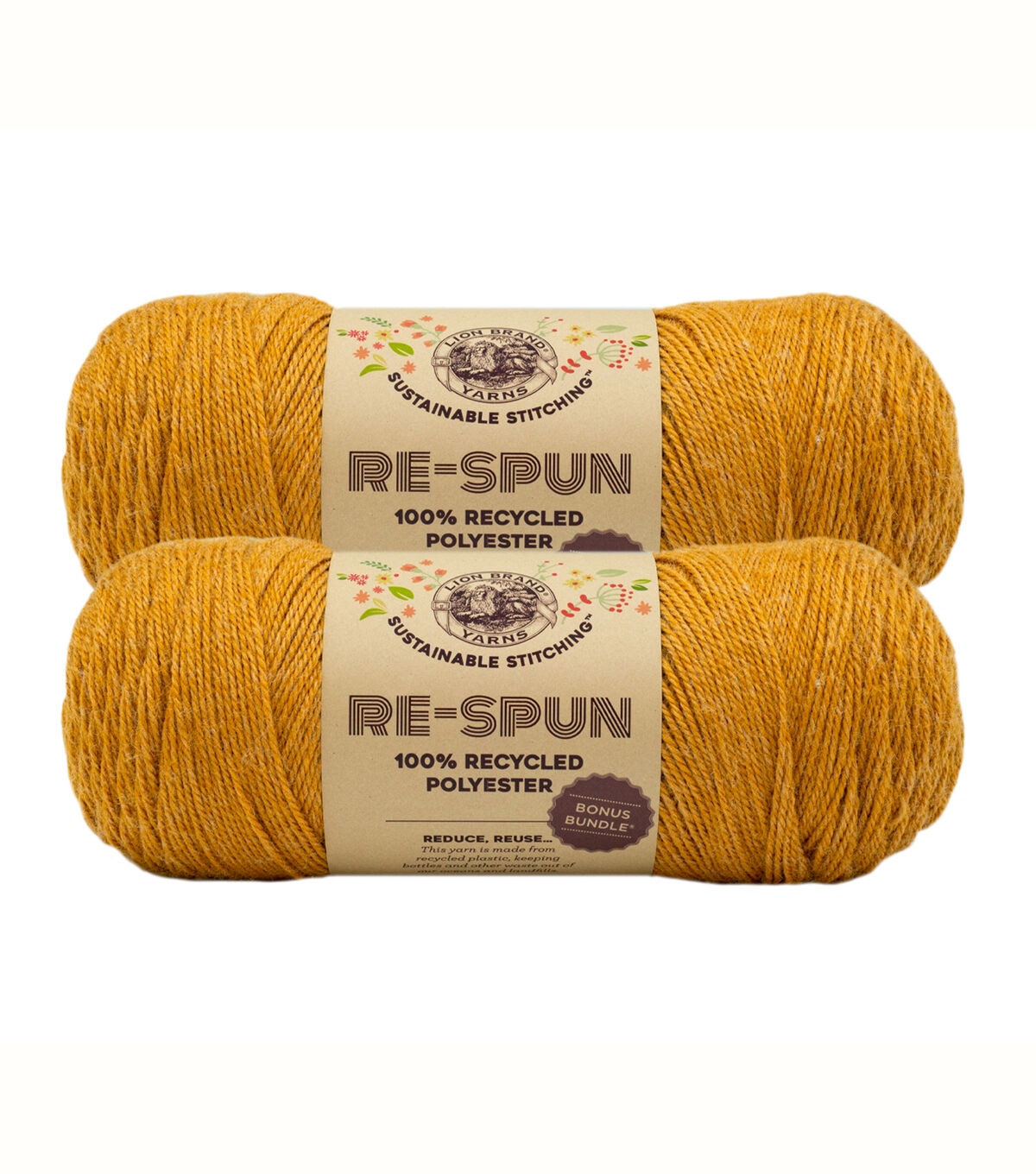 Lion Brand Re-Spun Bonus Bundle 358yds Worsted Polyester Yarn 2 Bundle