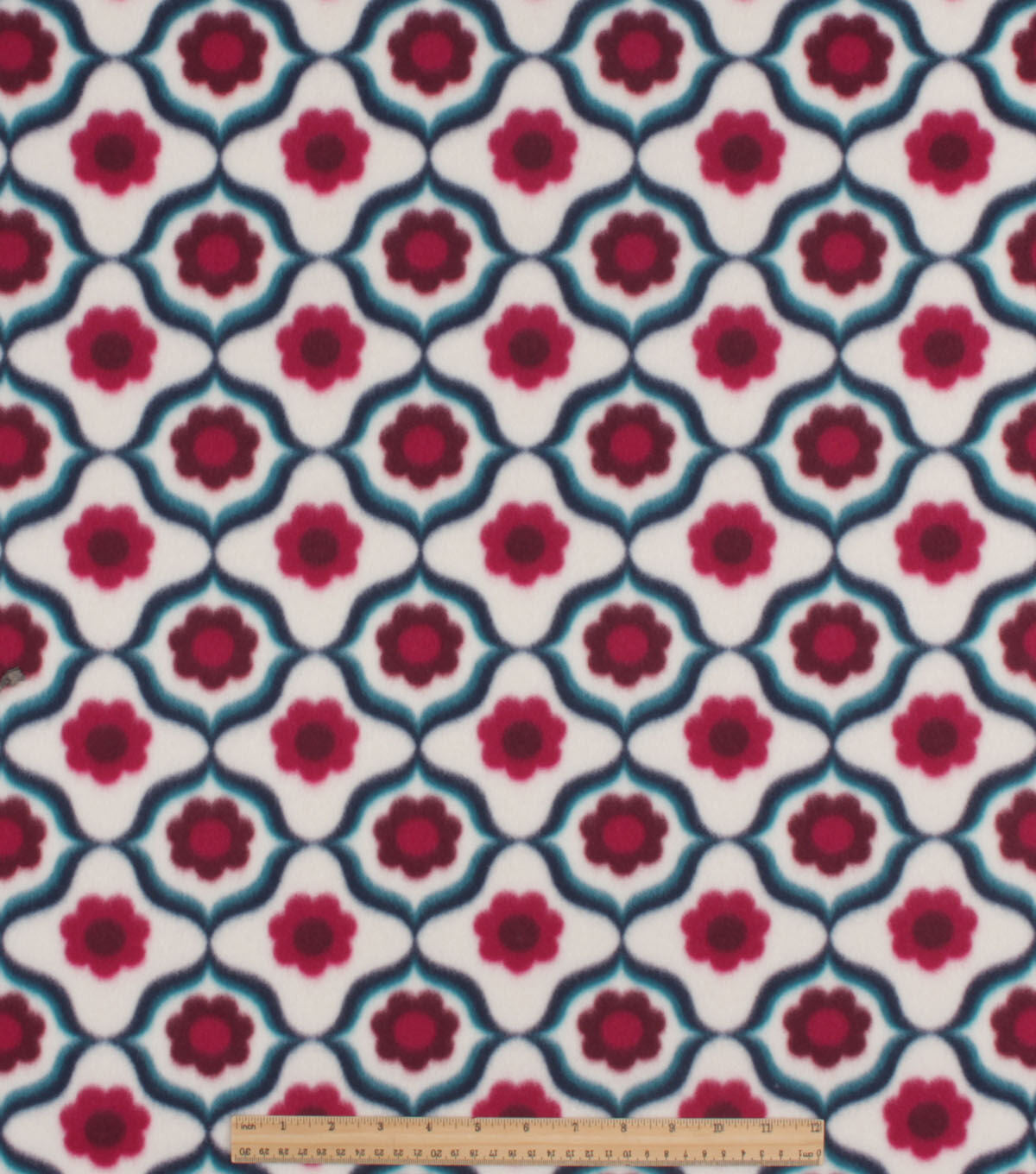 Geometric With Daisies Blizzard Fleece Fabric