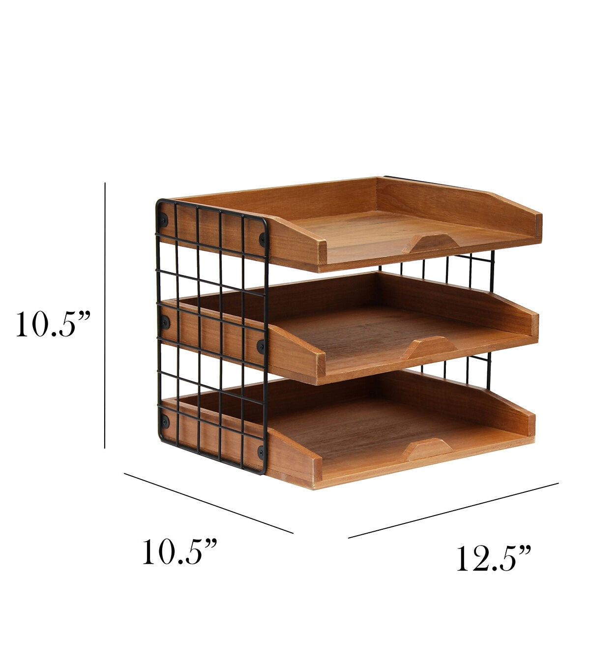All The Rages Home Office Desk Organizer with 3 Shelves Natural Wood