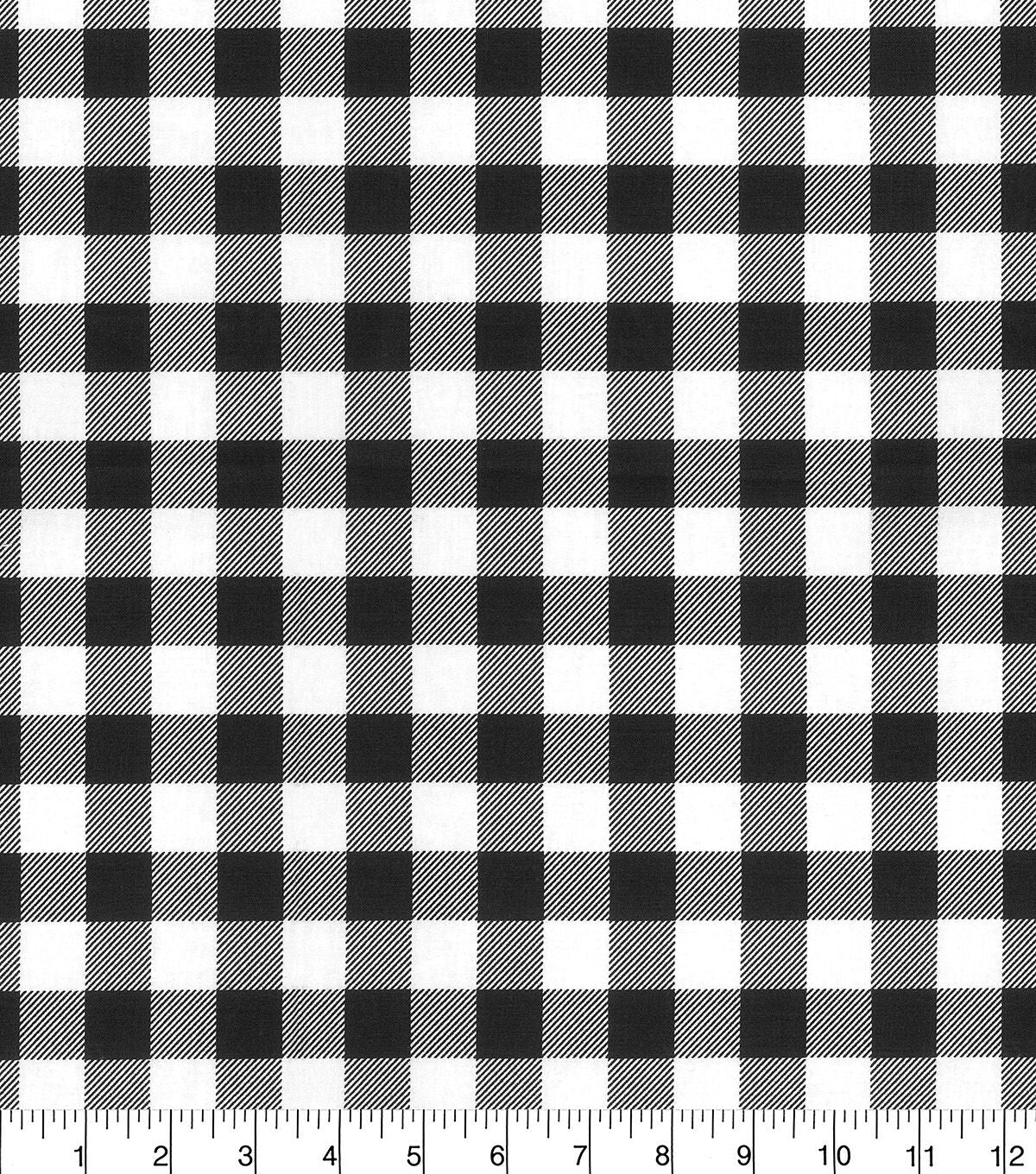 Black & White Buffalo Checks Christmas Cotton Fabric