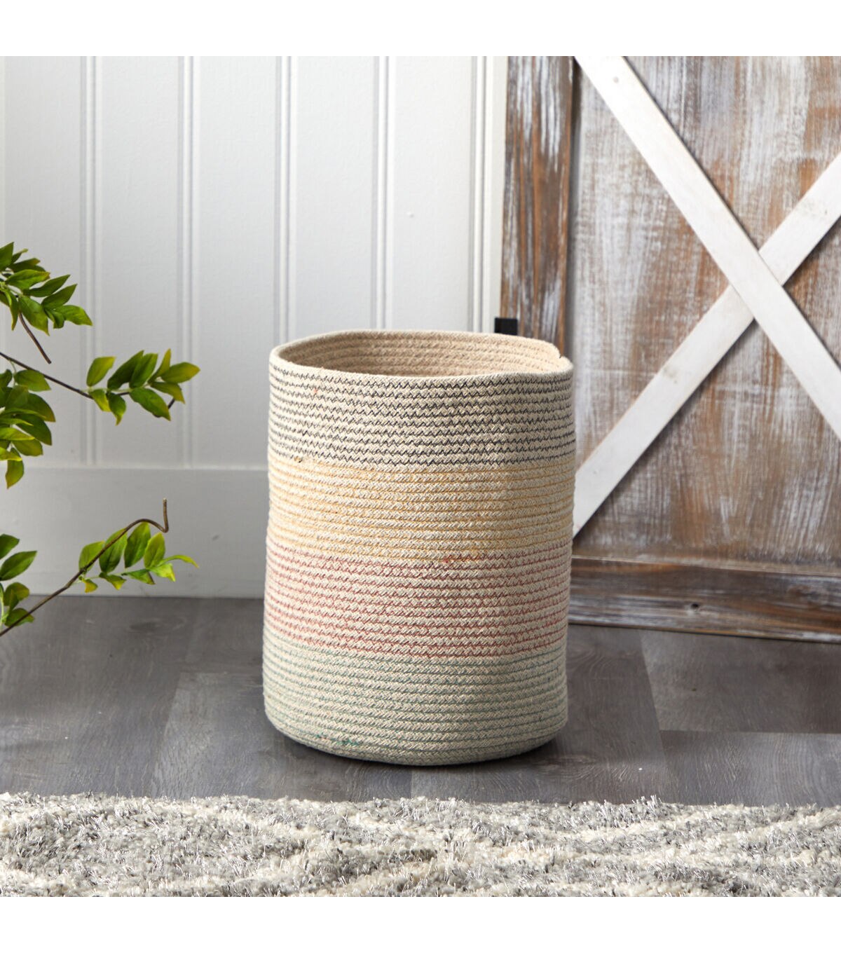 Nearly Natural 12 Multicolor Handmade Natural Cotton Woven Basket