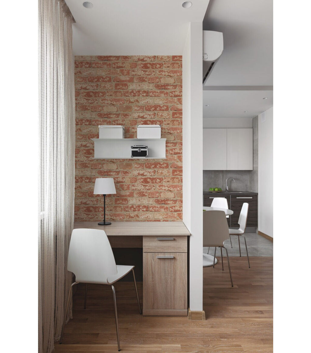 RoomMates Wallpaper Stuccoed Red Brick