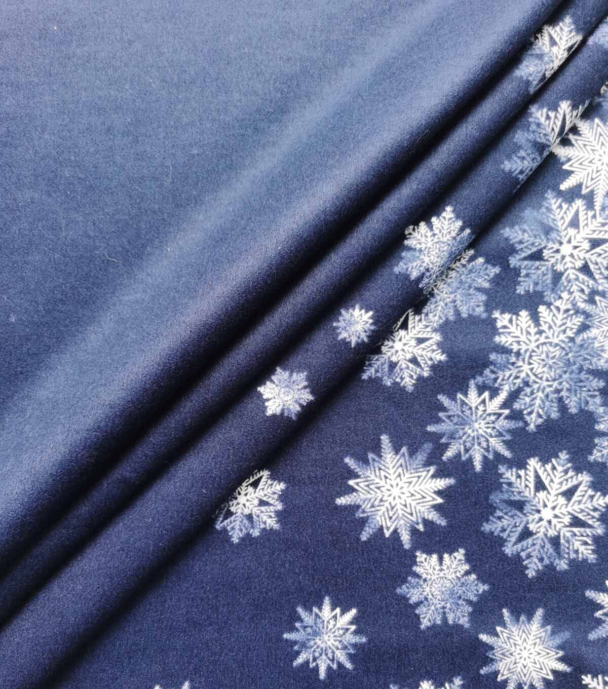 Blue Gradient Snowflakes Christmas Luxe Flannel Fabric