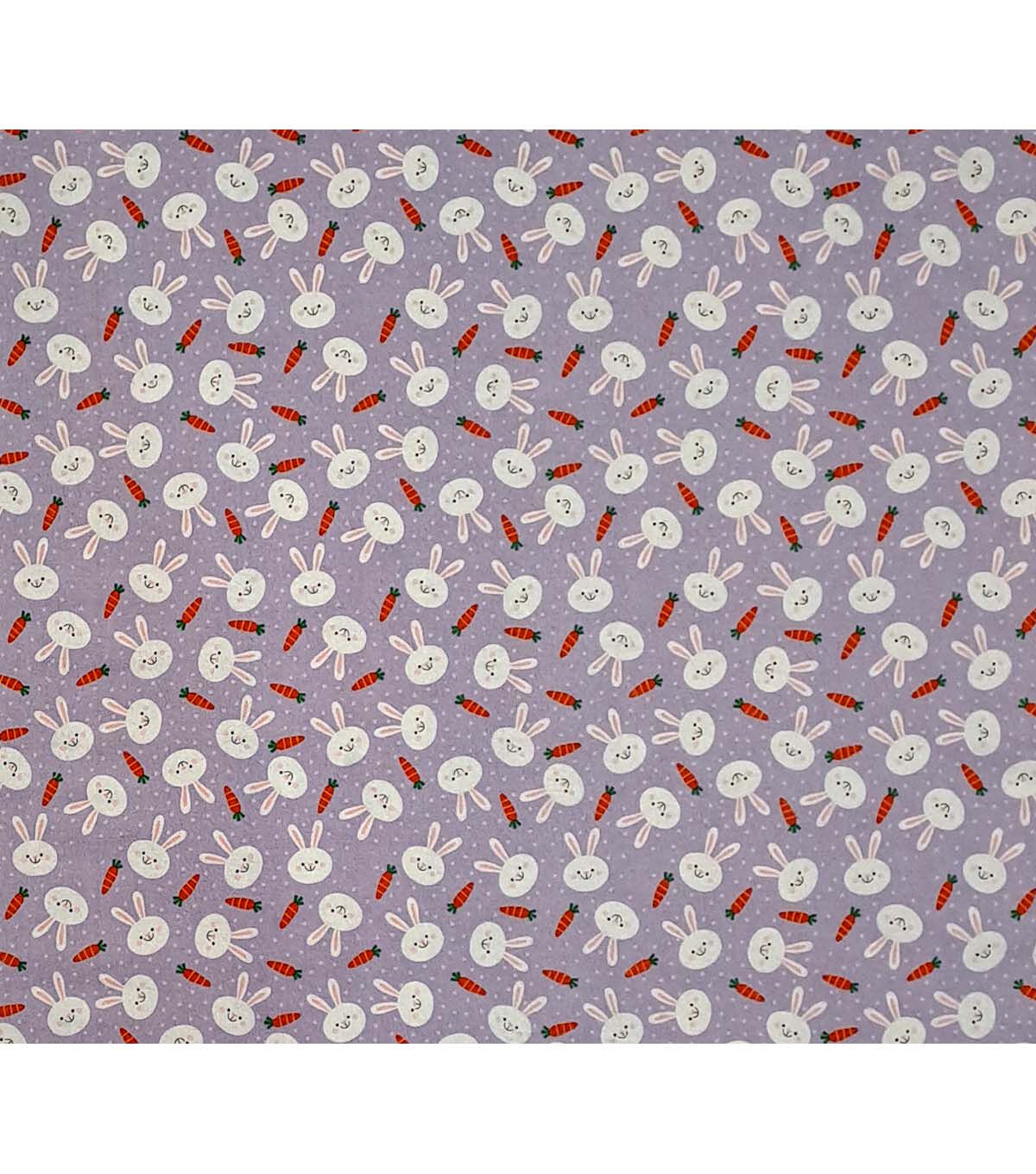 Bunnies & Carrots on Purple Super Snuggle Flannel Fabric by POP!