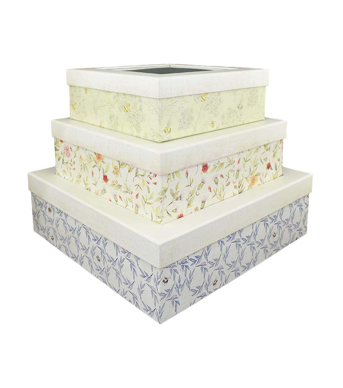 12.5 Bees on White & Blue Storage Box With Window Lid by Place & Time