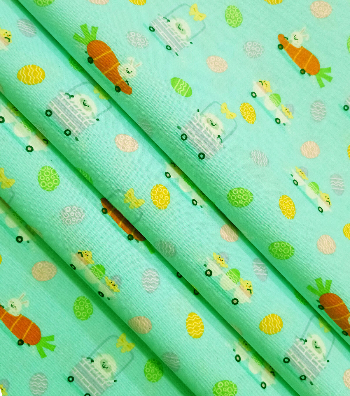 Carrot Mobiles on Green Easter Cotton Fabric